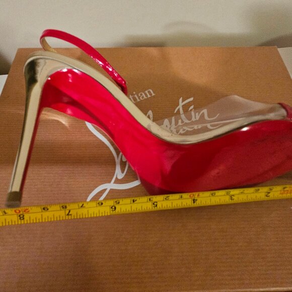 Christian Louboutin Red & Clear Optisexy 100 Patent/PVC/SPEC EUC Sz 38.5 - Picture 9 of 10